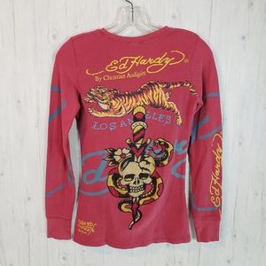Ed Hardy Thermal Long Sleeve Tiger Top Women's XS